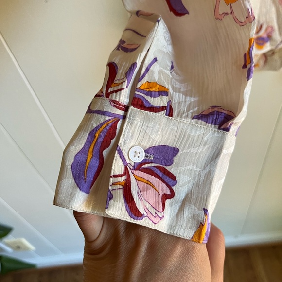 Zadig & Voltaire Tink Jac Cut Floral Silk Long Sleeve Cream Button Up To… - Picture 5 of 7